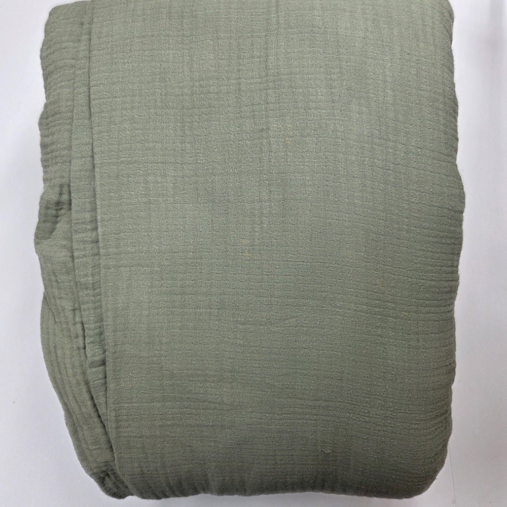 QUINCE Organic Airy Gauze Duvet Cover Set Full/Queen Olive 6664 - Picture 7 of 13